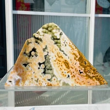 743g Natural Ocean Jasper FreeForm Display Slab Quartz Crystal Specimen Healing