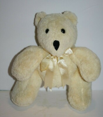 Donna Sharp Yellow Cream Chenille Teddy Bear 10'' Plush Jointed Stuffed Soft Toy