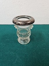 1888 ANTIQUE FB ROGERS Sterling & Glass Toothpick Holder- 3.5"