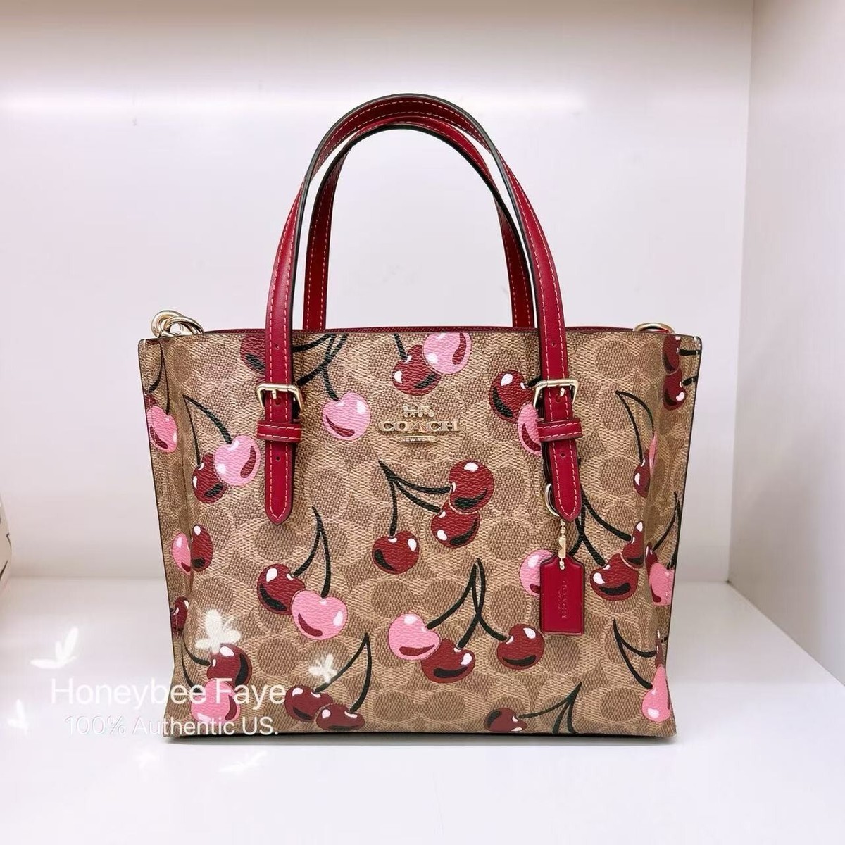 トートバッグ COACH Mollie Tote Bag 25 In Signature With Cherry CZ772 COACH® Outlet | Mollie Tote Bag 25 In Signature Canvas With