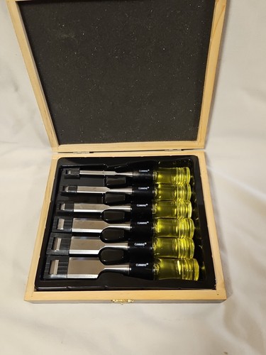 CUMMINS 1 Inch To 1/4 Inch Chisels for Woodworking In Wood Case Set of Six - 第 2/6 張圖片