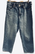 Universal Thread Highest Rise Straight Crop Jeans Blue Distressed Denim 6/28