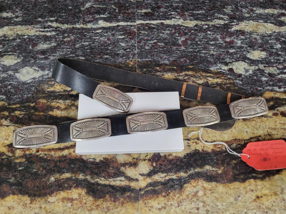 Rick Martinez Navajo Sterling Silver Concho Belt Brown Leather Southwestern Sterling Silver And Coral Rick Martinez Concho Belt main image 2