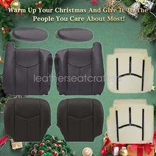 For 2003-2006 Chevy GMC Front Both Side Leather Seat Cover & 2x Foam Cushion Blk