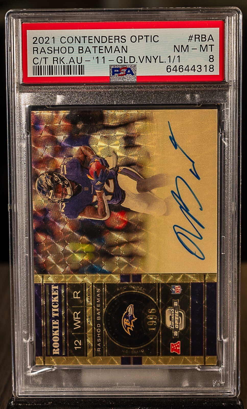 Rashod Bateman Panini Contenders Optic 2011 Contenders Throwback Rookie Autographs #RBA 2011-Gold Vinyl 1/1