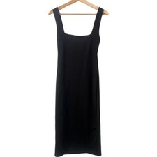 ZARA Squared Neckline Midi Dress in Black Size M