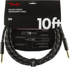 Fender Deluxe BLACK TWEED Electric Guitar/Instrument Cable, Straight Ends, 10'ft