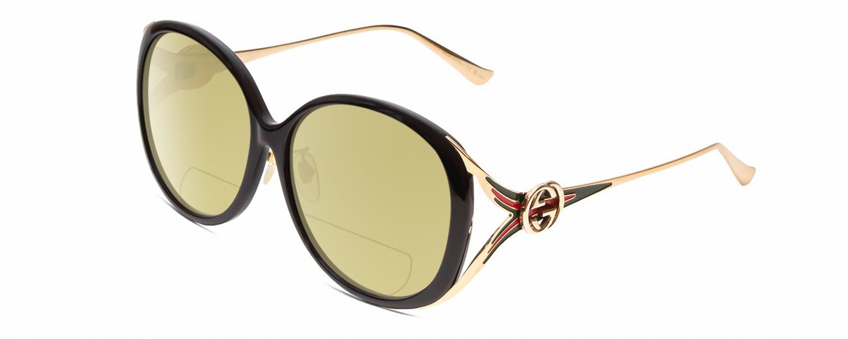 Gucci GG0226SK Womens Polarized BIFOCAL Sunglasses in Black/Gold