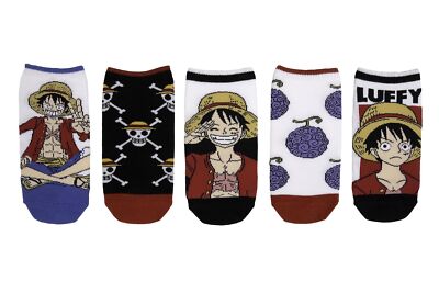 One Piece Lowcut Socks 5 Pair - Luffy - Fits Ladies Shoe Size 4-10