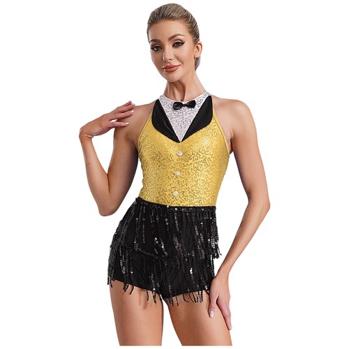 Damen Body Glitzer Kostüm Zauberer Turnanzug Ballsaal Strampler Unitards - Bild 26 von 44
