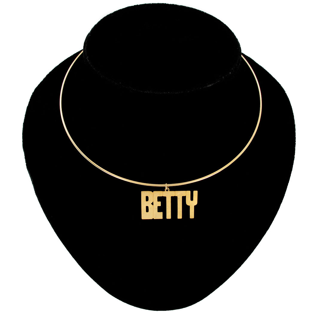 Betty♡ Betty Name Jewelry Choker Gold Tone Bangle Wire Necklace