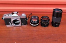 Konica Autoreflex T w/ Hexanon AR 57mm f/1.4  AR 135 f/3.2  AR 28 f/3.5 lenses