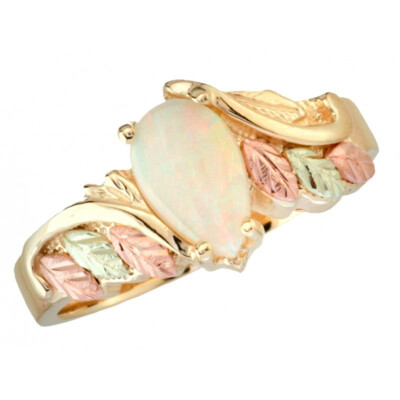 Elegant Black Hills Gold Genuine Opal Cabochon Ring Size FAST SHIPPING 