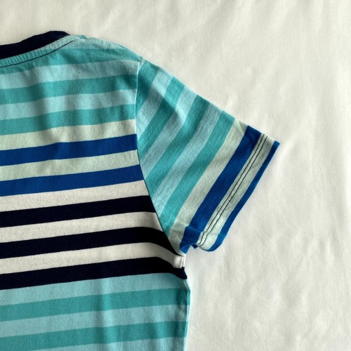 Faded Glory T-shirt Top Size XS (0-2) Women Stripe White Black Blue Green Cotton - Picture 12 of 13