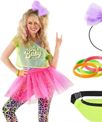 New BRIGHT 80's BABY Halloween Costume by Morph  * LARGE (12-14) * VALLEY GIRL