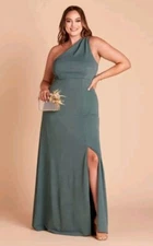 Birdy Grey Womens Kira Bridesmaid Dress Size L Sea Glass Formal One Shoulder NWT