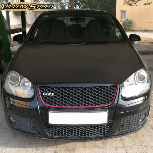 Fit For 2006-2009 VW MK5 JETTA GLI / GTI Badgeless Mesh Grille Black W/ Red Line - Picture 12 of 12