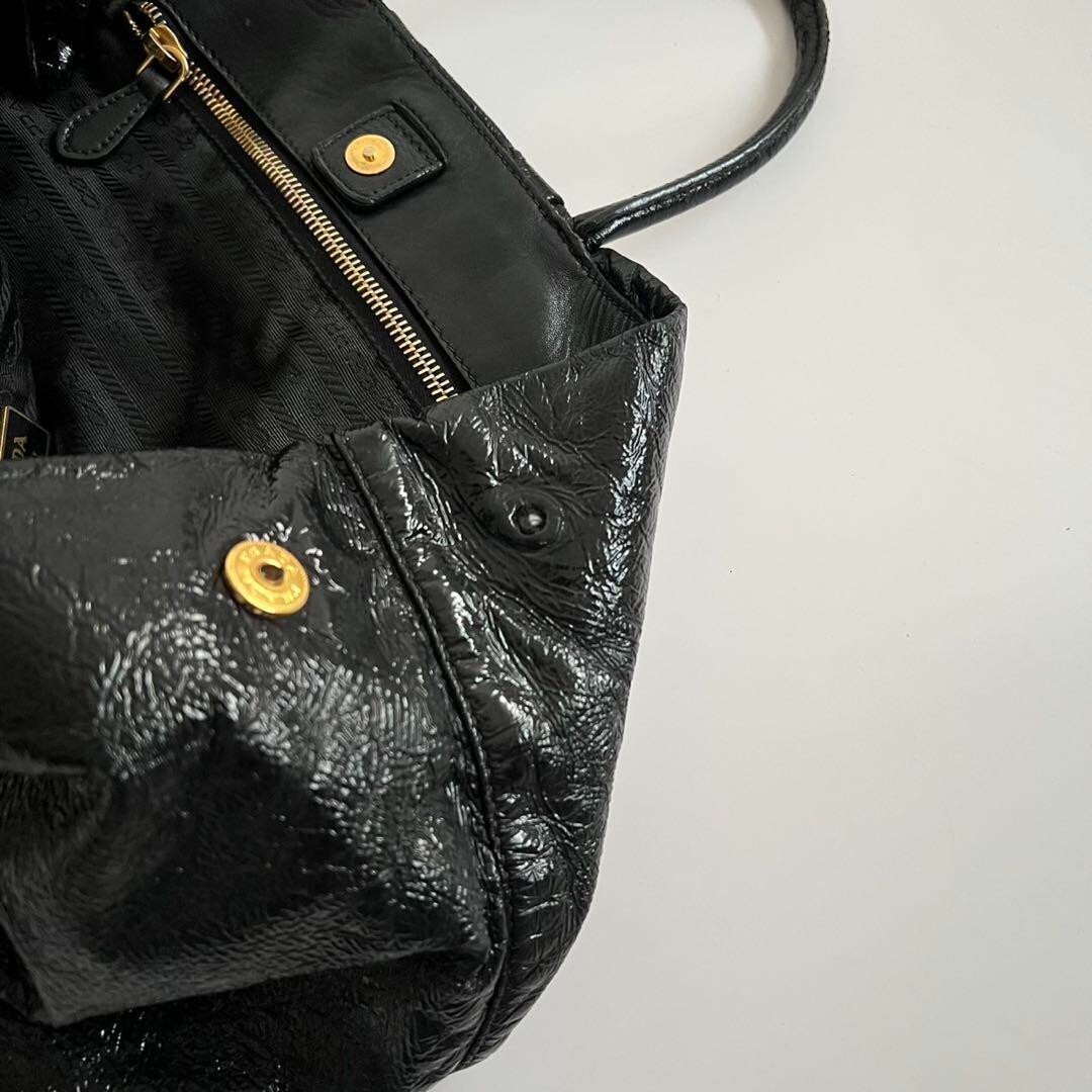 バッグ PRADA PATENT LEATHER RIBBON HAND BAG PRADA PATENT LEATHER RIBBON HAND BAG Black Women's From