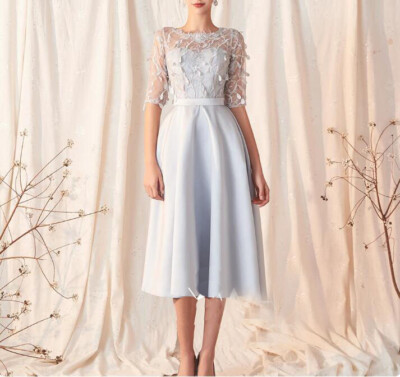 Two Piece Mother Of The Bride Dress With Jacket Leaf Lace Appliques Elegant  | eBay