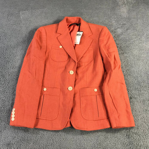 Lauren Ralph Lauren Blazer Womens 4 Sports Coat Linen Orange Jacket Suit Casual