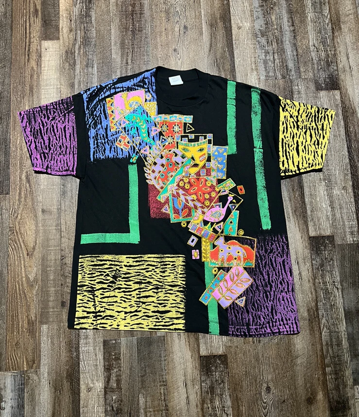 Vintage 90s EZL Marcy'n Me African Art All Over Print T Shirt