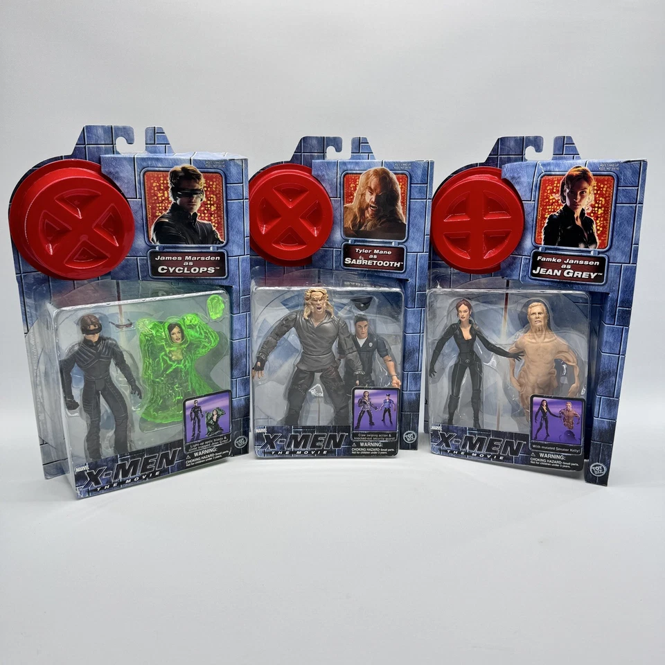 Juego de 3 figuras de acción Marvel X-Men Legends Sabretooth, Cyclops, Jean Toybiz Foto 2 de 4
