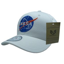 White NASA Meatball Logo Insignia Structured Space Adjustable Baseball Hat Cap