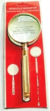 Brass Coated Metal Combo 4 n 1 Tool Magnifier 3" Round 3x Mag Micro S/D n Handle