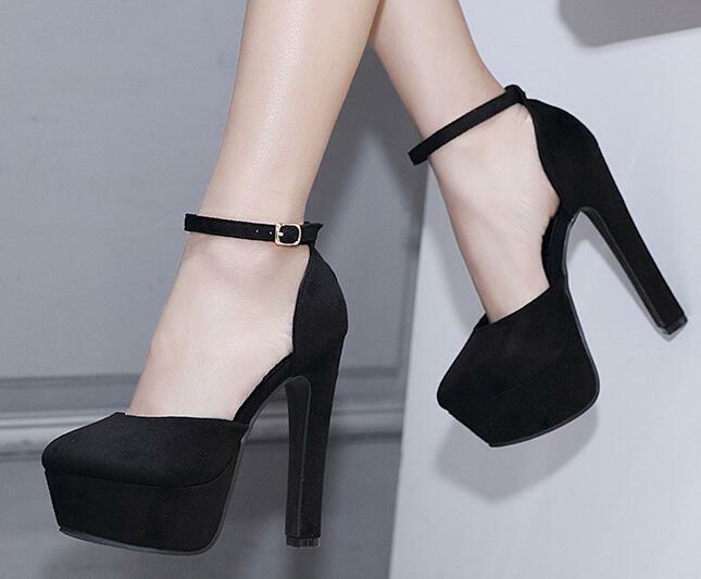 Womens Fashion Round Toe Ankle Strap Dress Shoes Pumps High Heels Party  Shoes