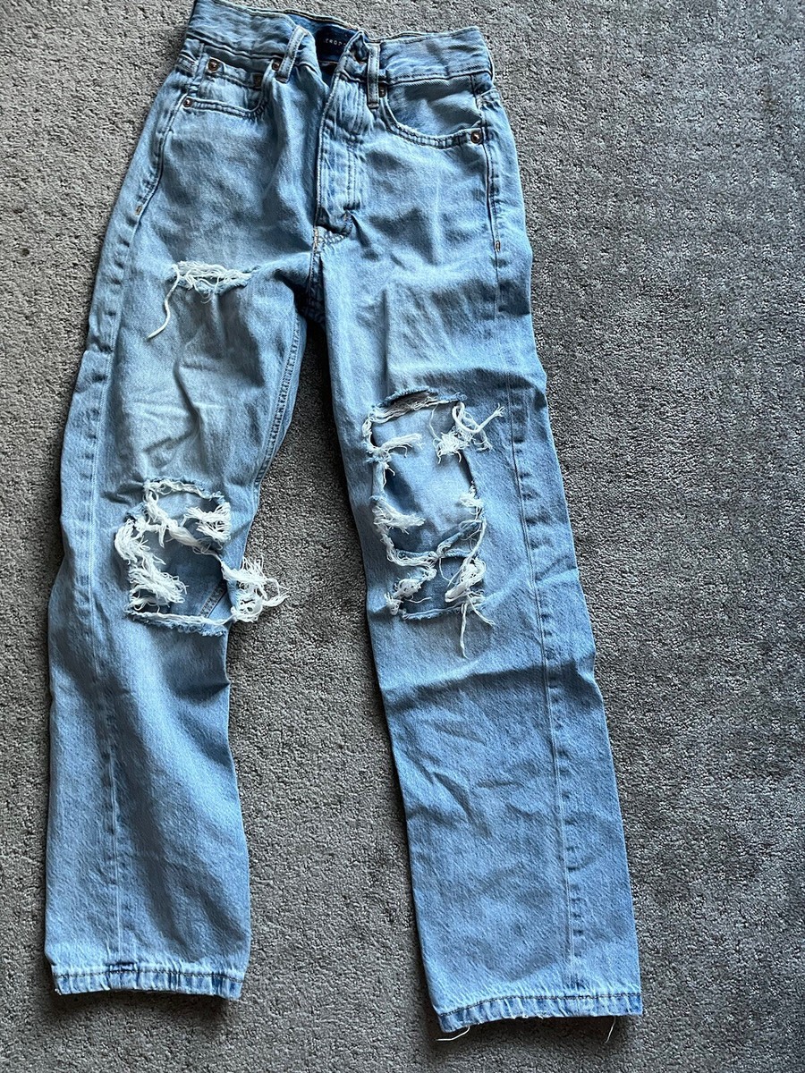 Aeropostale Jeans Aero 90's Baggy Non-Stretch Size 000 Blue Destroyed