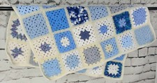  BEAUTIFUL HANDMADE CROCHET/KNIT QUILTED BABY BLANKET MULTICOLOR SIZE 34"x34"