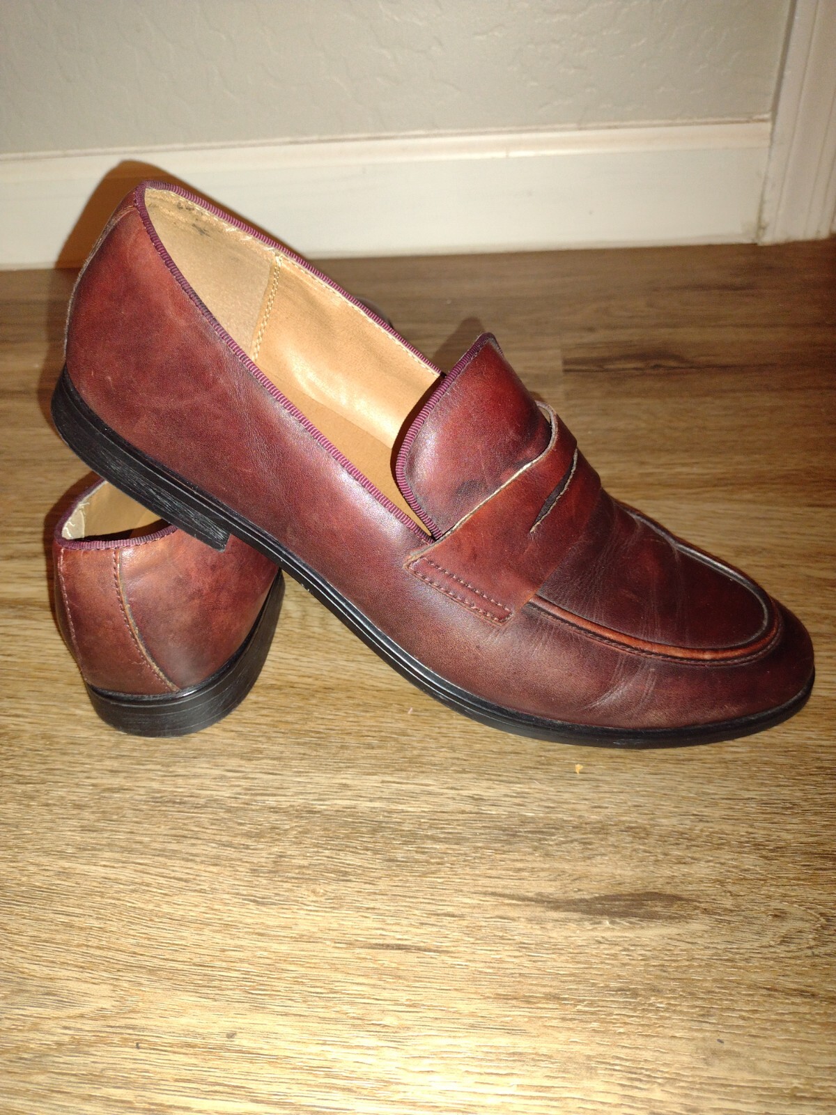 ALDO Mens Brown Leather Penny Loafers 