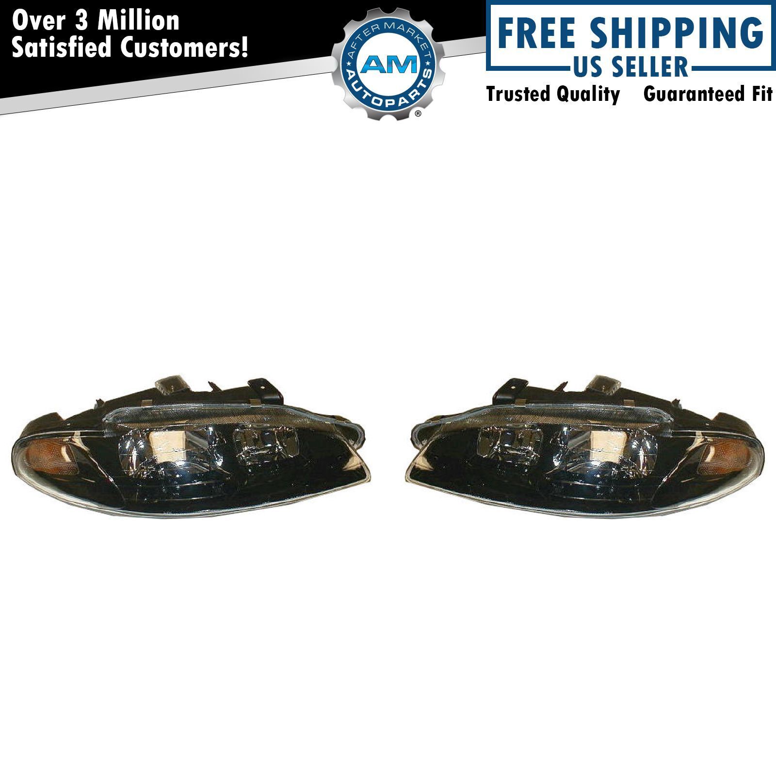 Headlights Headlamps LH Left & RH Right Pair Set for 97-99 Mitsubishi Eclipse
