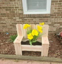 Handcrafted Wooden Chair Planter – Rustic Garden Bench Style Planter Box |