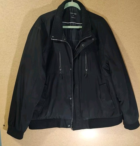 Men's Winter Coat by Calvin Klein Black Color Rain Resistant Insulated - Picture 2 of 12