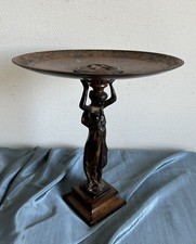 Jugendstil Schale Tafelaufsatz Bronze Griechische Göttin der Antike H31cm
