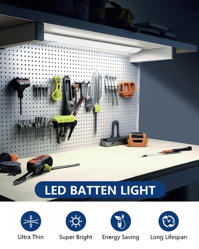 2Pack LED Batten Tube Light Shop Light 2FT Workbench Garage Ceiling Lamp Fixture - Picture 4 of 6