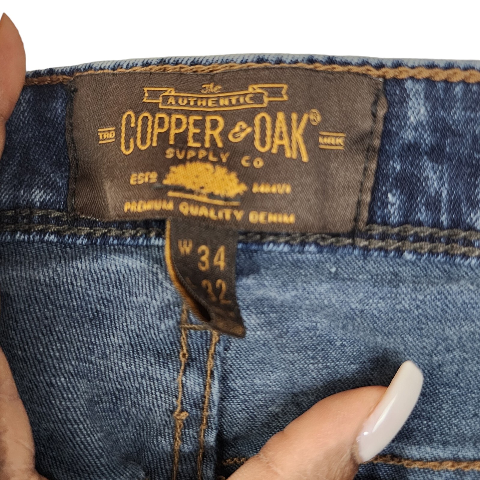 Copper & Oak Men Slim Straight Jeans Denim Blue Size … Gem