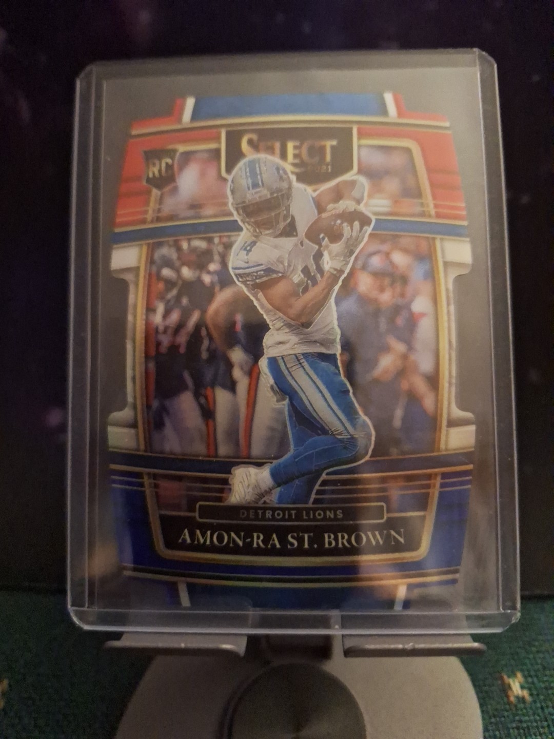 2021 Panini Select - Concourse Amon-Ra St. Brown #73 Red & Blue Prizm Die-Cut...