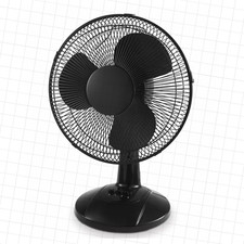 Mainstays 12-inch Table Fan Black Adjustable 3-speed Settings With Oscillation