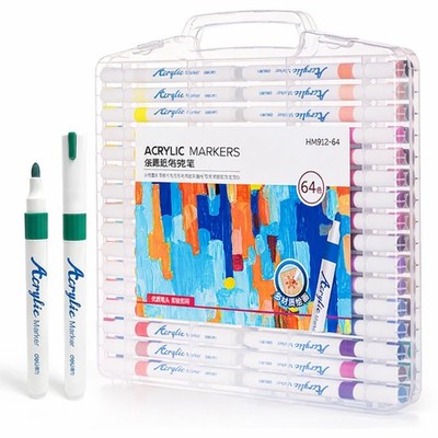 Acrylic Paint Markers 64 Colors   Professional Water-Based Art Markers for Wo...