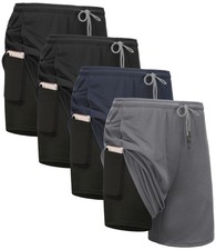 4 Pack Mens 2 in 1 Running Workout Shorts with Liner, Gym Athletic Quick Dry ...