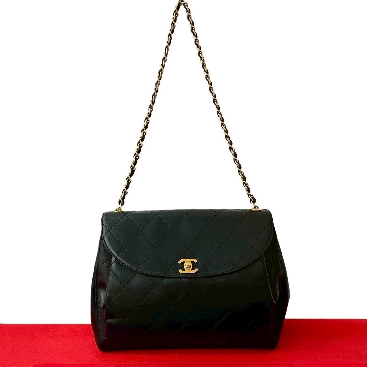 CHANEL vintage Bicolor lambskin Coco Mark bag with seal