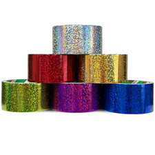 6 Holographic Heavy-Duty Assorted Colored Duct Tapes, Sparkle Glitter Tapes for