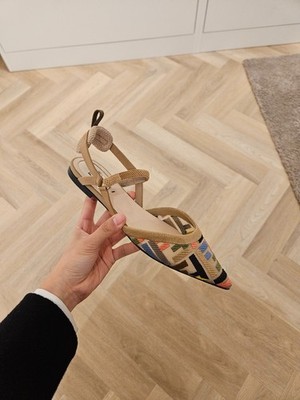 [Neu] Fendi Damen FF Stoff Slingback Sandalen   Nudo Multi   Gr. 37