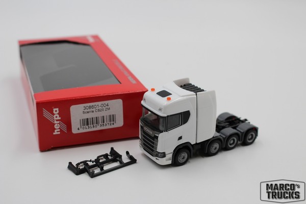 Herpa Scania CS20 Hd Schwerlastzugmaschine 4A 8X4 Weiß 308601-004 1:87 /HN3132-image