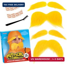 Kangaroo 2 Set of Self-Adhesive Yellow Fake Mustaches Eyebrows for Adults