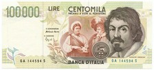 100000 LIRE BANCA D ITALIA CARAVAGGIO II TIPO LETTERA A 12/05/1994 qFDS
