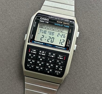 Casio DBX112 Data Bank Watch Vintage Silver Calculator Timepiece Retro