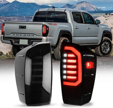 LED Tail Lights Assembly for 16-23 Toyota Tacoma, Black Housing Smoked Lens, 201